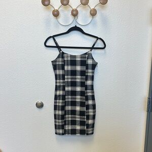 H&M Black and White Checkered Mini Dress